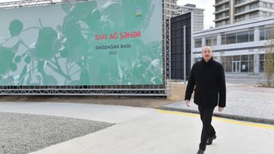 İlham Aliyev, Bakü Beyaz Şehir’in Central Park Mahallesi’ndeki Ofis binasında inşaat, iyileştirme çalışmaları ve oluşturulan koşullarla tanıştı
